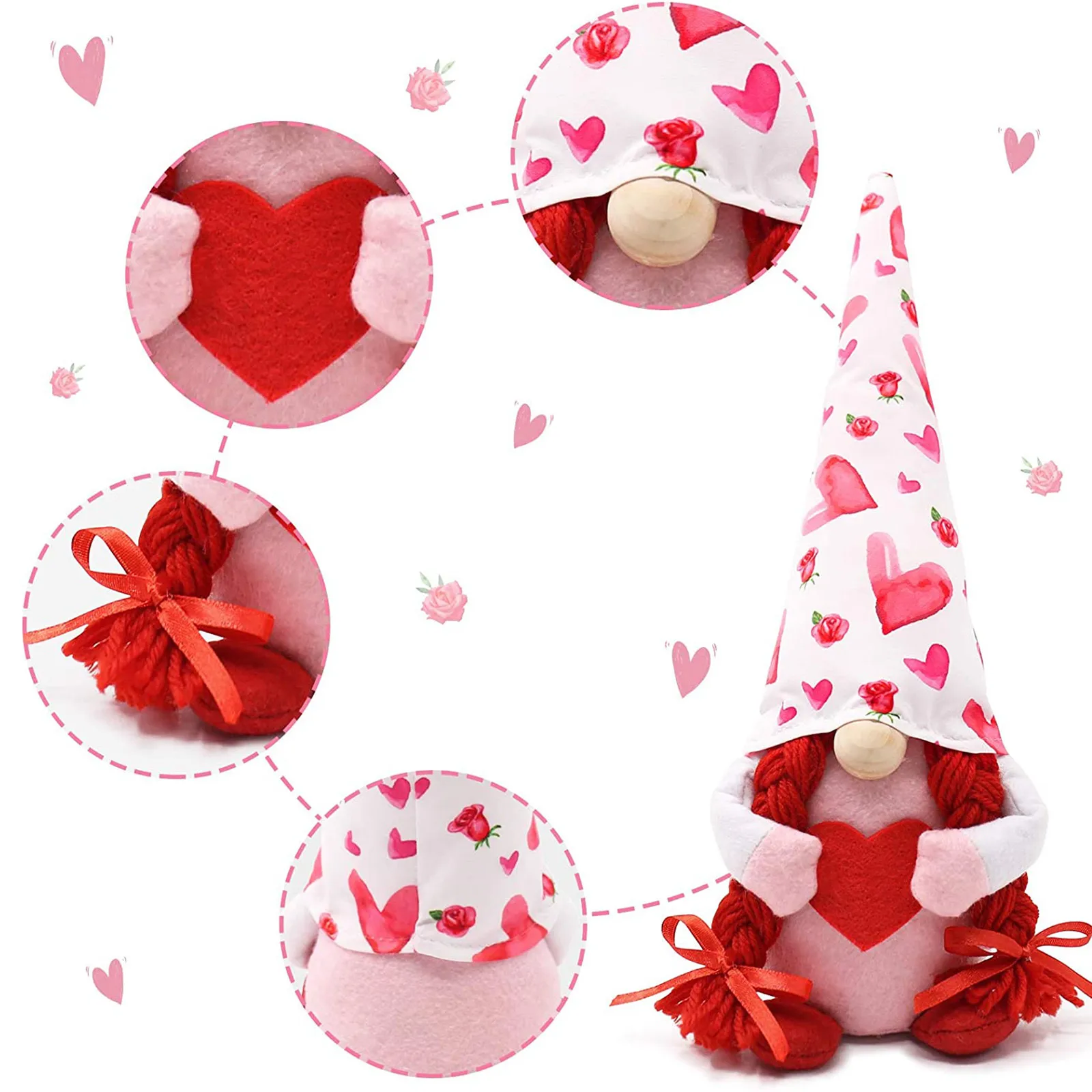 

Faceless Doll Figurines Valentine's Day Decorations Living Room Desktop Standing Post Home Decor Plush Ornaments Party Gifts