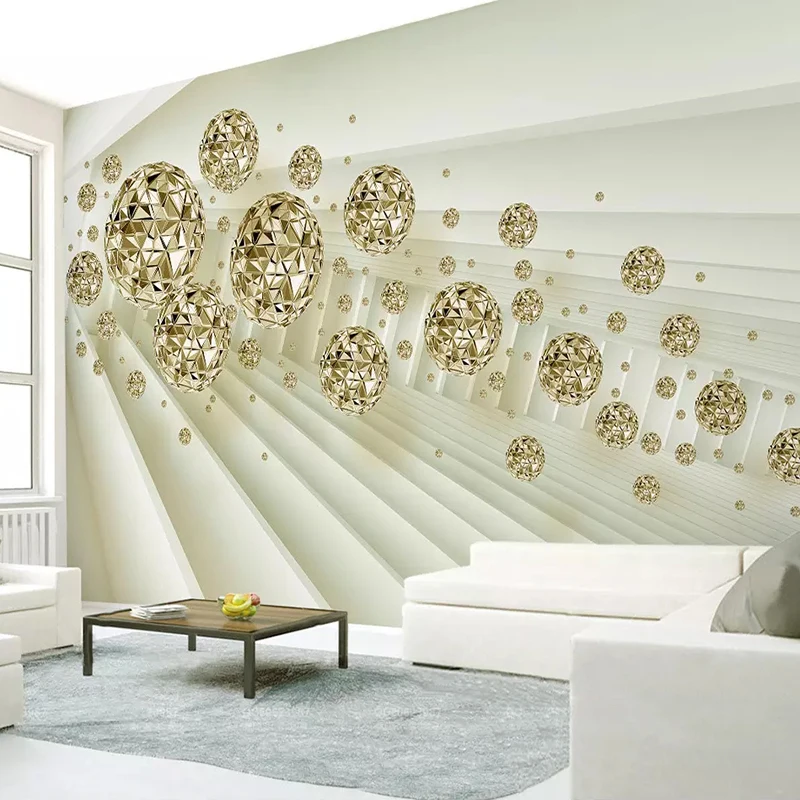 Фотообои на заказ настенные 3D обои с абстрактным космическим золотым шаром