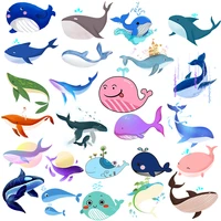 cartoon whale patch animal iron on patches ocean animal patch heat transfers vinyl for clothing thermal stickers on clothes diy