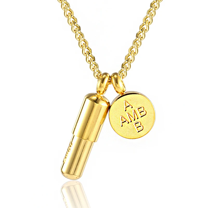 necklace for women Round pill perfume bottle pendant stainless steel hip hop necklace chain on the neck Double pendant necklace
