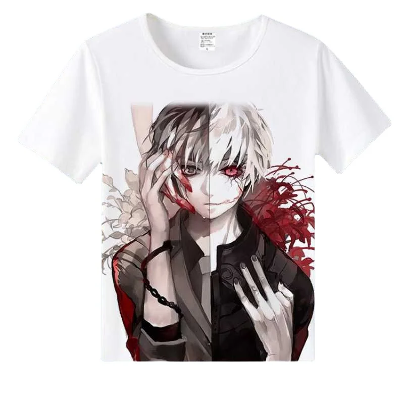 

Summer Men Clothing Japanese Anime Tokyo Ghoul Short Sleeve T-shirt Casual Off White T shirt Anime Clothes Plus Size Tops