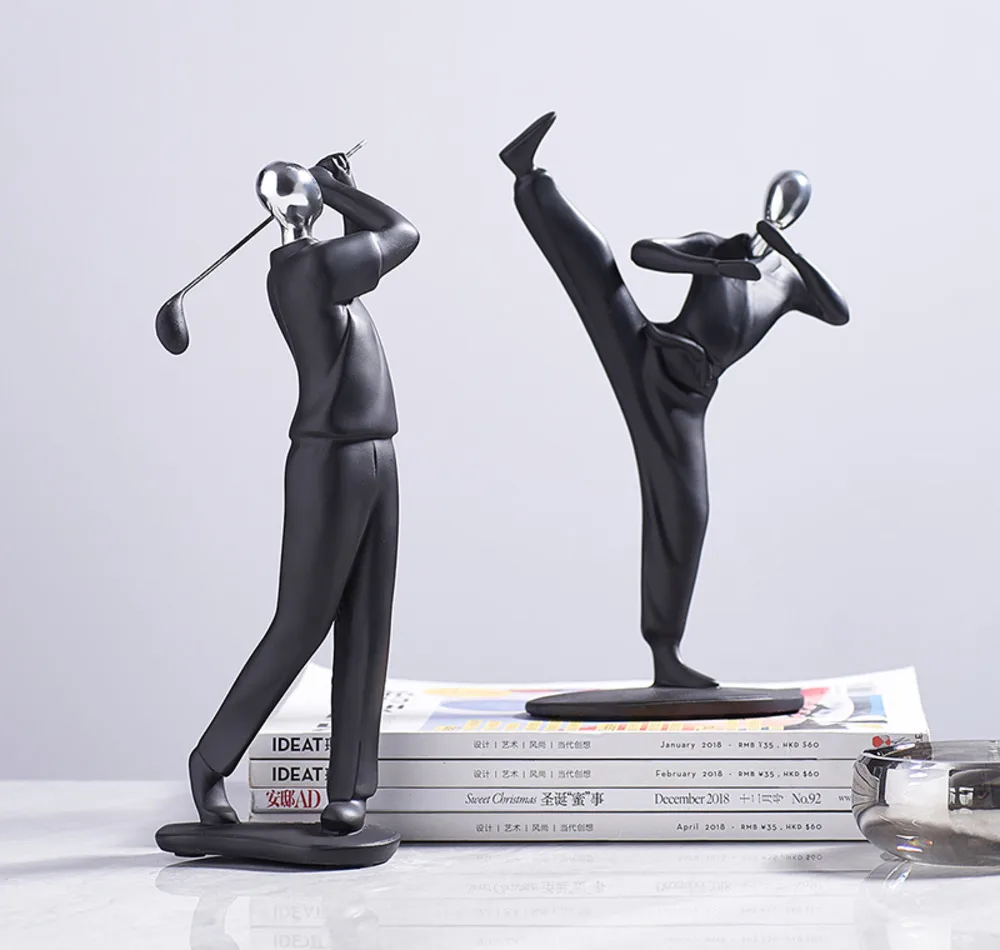 

Abstract Athlete Ornament Statue Desk Decor Kung Fu Character Statuette Resin Portrait Nordic Home Decoration Accessories Modern