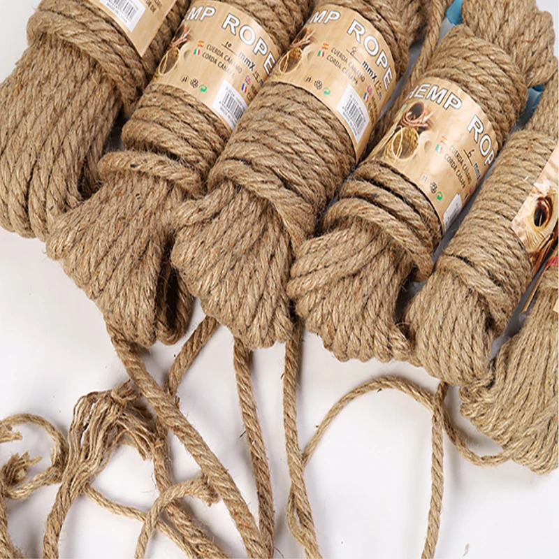 

10M-50M Natural Jute Rope Twine Rope Hemp Twisted Cord Macrame String DIY Craft Handmade Decoration Pet Scratching 4mm-12mm