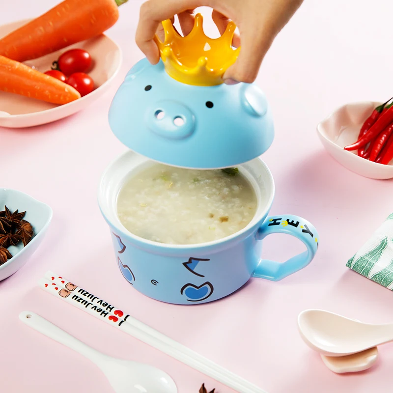 Креативная керамическая миска для лапши в форме короны милая свинка бытовой