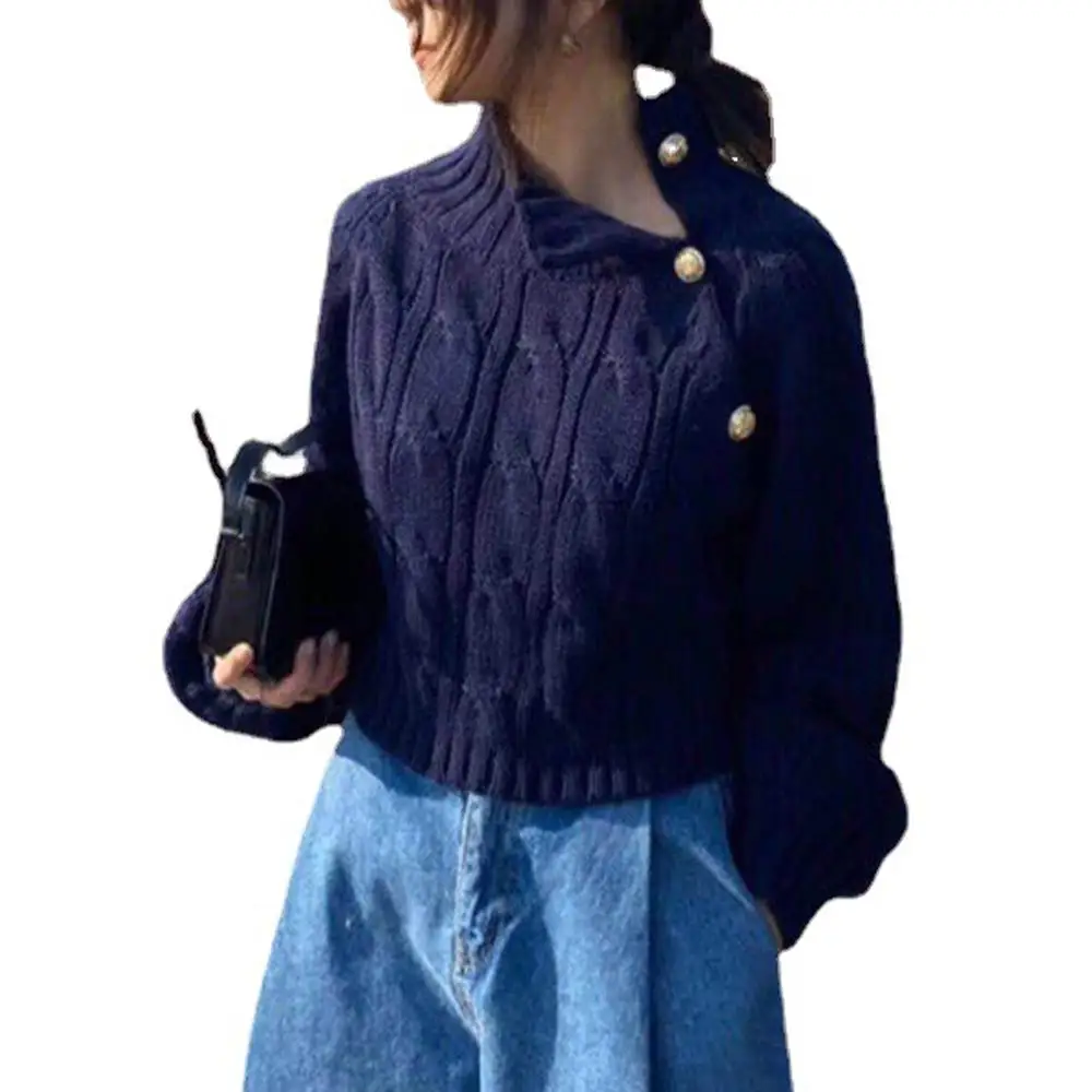 

New 2021 Women Chunky Knitted Long Sleeve Pullover Plain Loose Jumper Sweater Baggy Winter Topssweater