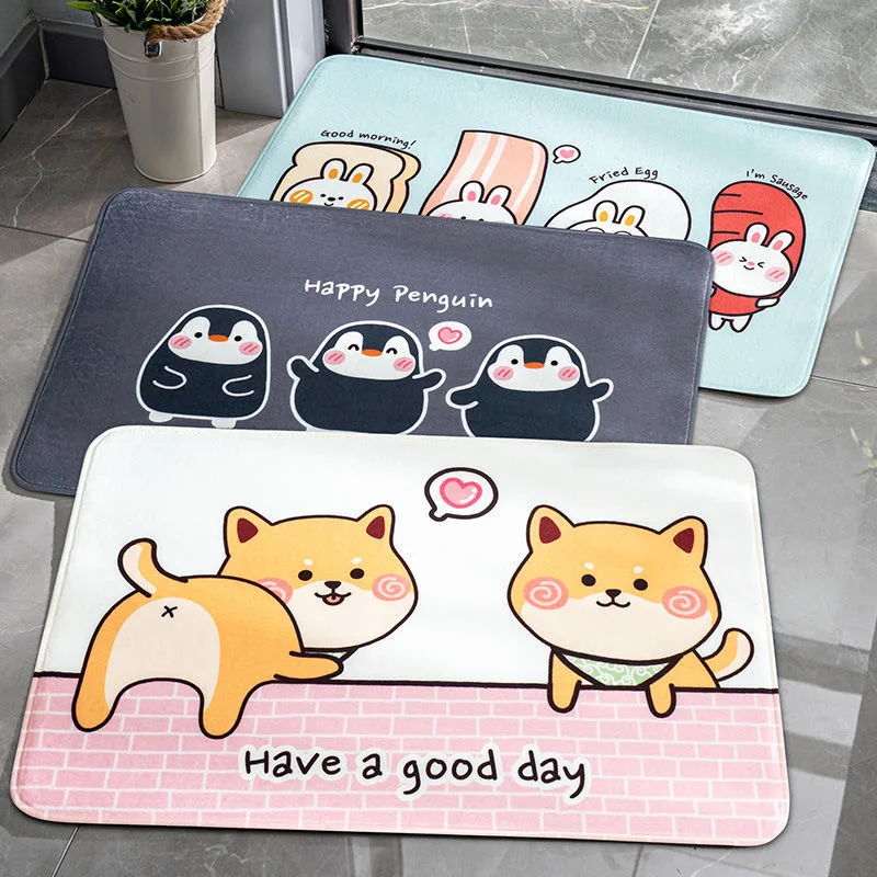 

Long Floor Mat Bedside Rug Foot Mat Non-Slip Absorbent Bathroom Door Mat Bedroom Carpet Living Room Entrance Door Mat Doormat