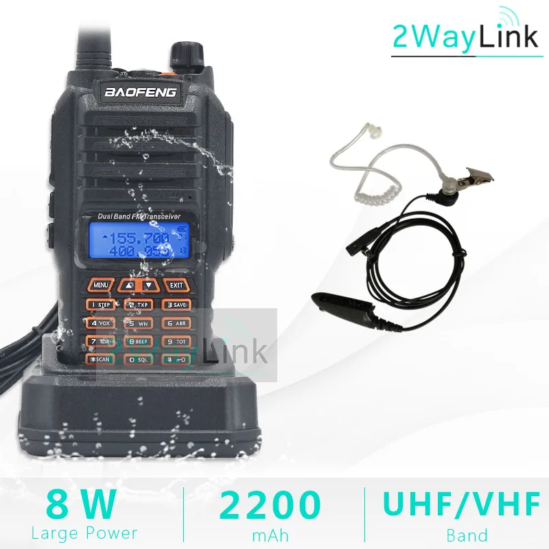 Add Acoustic Headset 8 Вт Baofeng UV-9R IP67 водонепроницаемый двухдиапазонный 136-174/400-520 МГц Ham Радио рация 10 км UV-9R плюс UV-XR BF-A58 серии UV 9R - Цвет: Add Acoustic Headset