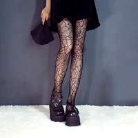 sexy stay up thigh high fishnet mesh socks kawaii female pantyhose hollow out letters cobweb tights stockings cosplay lolita