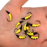 5pcslot 6 midge fishing flies greyling caddis nymph lures fly bug worm for trout fishing nymphing artificial insect bait lure