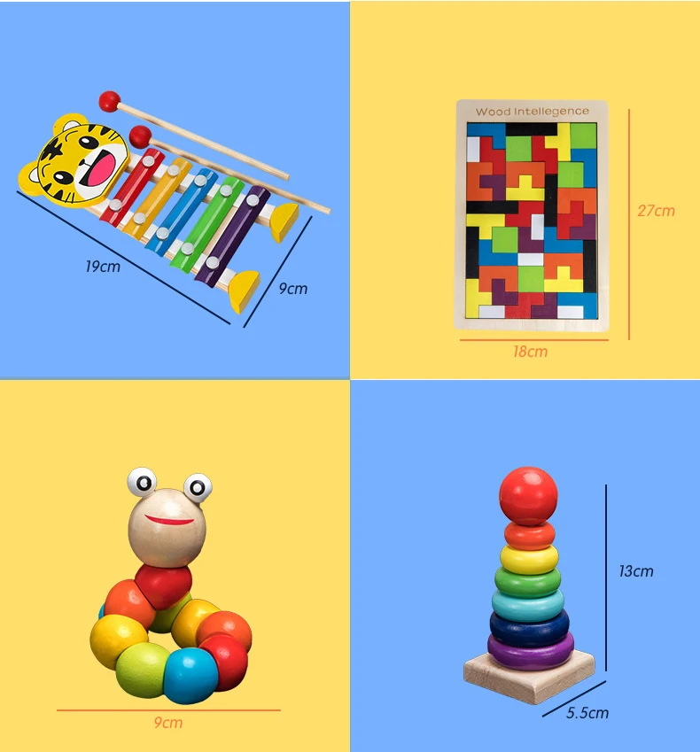 Деревянные игрушки Монтессори QWZ обучающие для детей детские Разноцветные