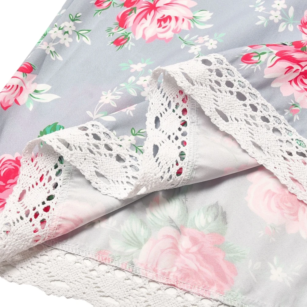 

Baywell Summer Mom Daughter Family Matching Outfits Mommy And Me Dresses Floral Printed Ruffles Short Sleeve Dress