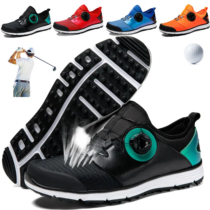 

Мужские Нескользящие кроссовки с шипами, дышащие спортивные туфли для гольфа, уличная спортивная обувь с пряжкой с мячиком, 4 цвета