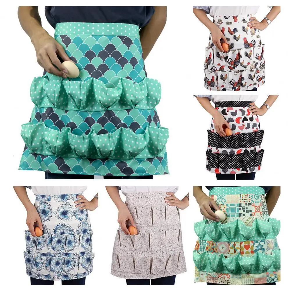 

Apron Printing Anti-stain Multifunctional Multi-pocket Egg Collecting Apron for Farm Kitchen waterproof Cooking BBQ Hairdresser