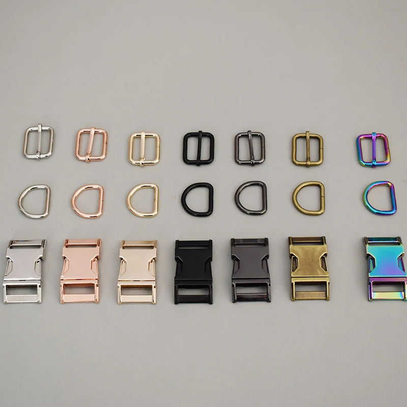 

50 sets 25mm Metal side release buckles D rings sliders for para cord dog cat collar buckles DIY sewing accessories