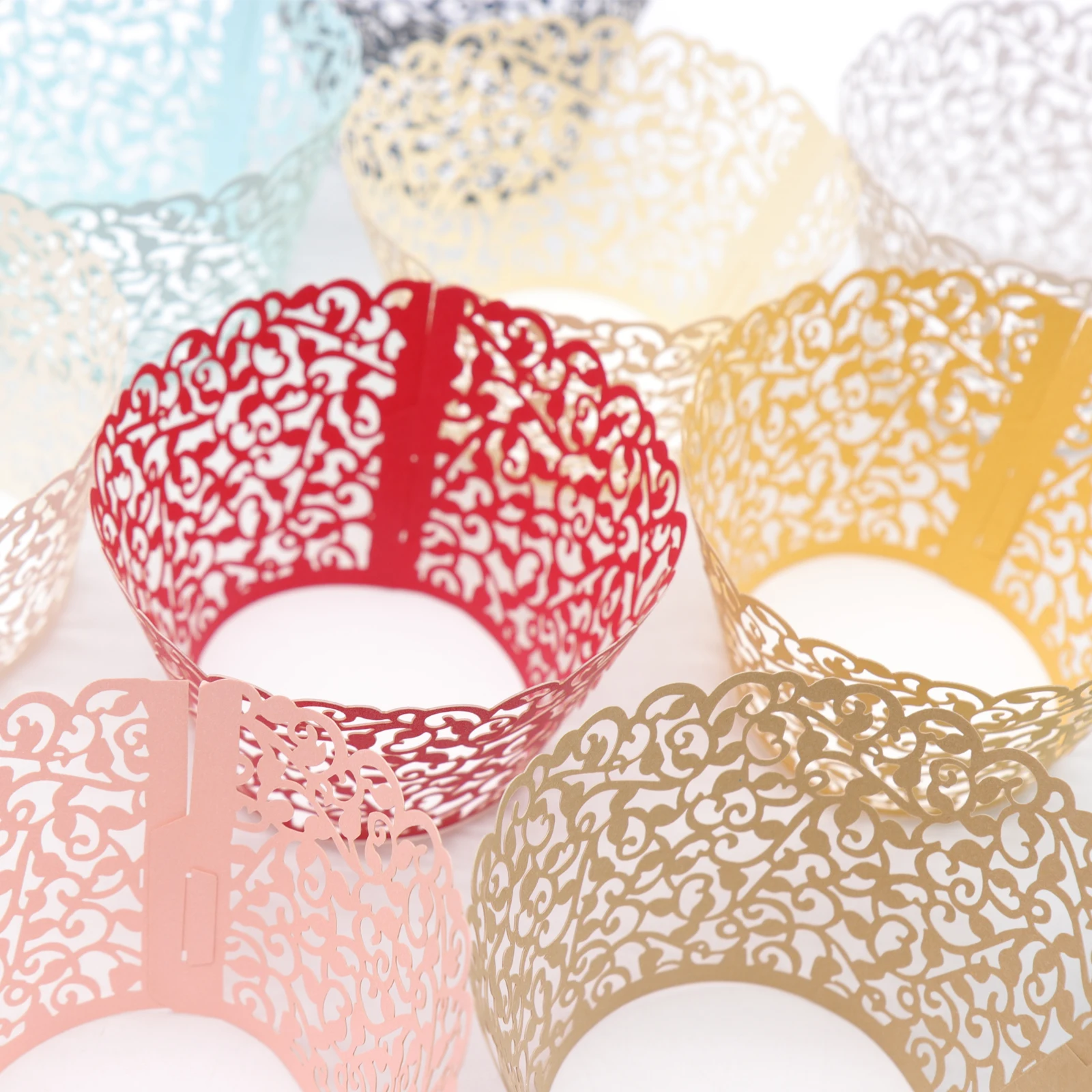 10 шт. обертки для свадьбы дня рождения филигранью лозы кексы булочек кексов чехлы