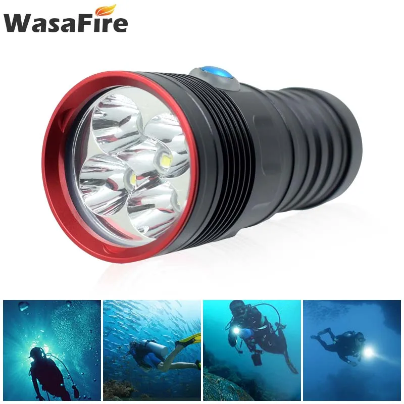 

Powerful 10000 Lumens Diving led Flashlight Waterproof 5* XM-L2 Scuba Lantern Underwater 100m 18650 Dive Torch Light for Huntimg