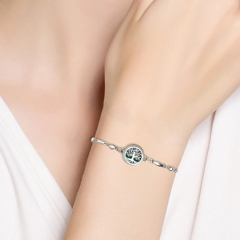 Женский Регулируемый браслет из нержавеющей стали с диффузором эфирных масел 12