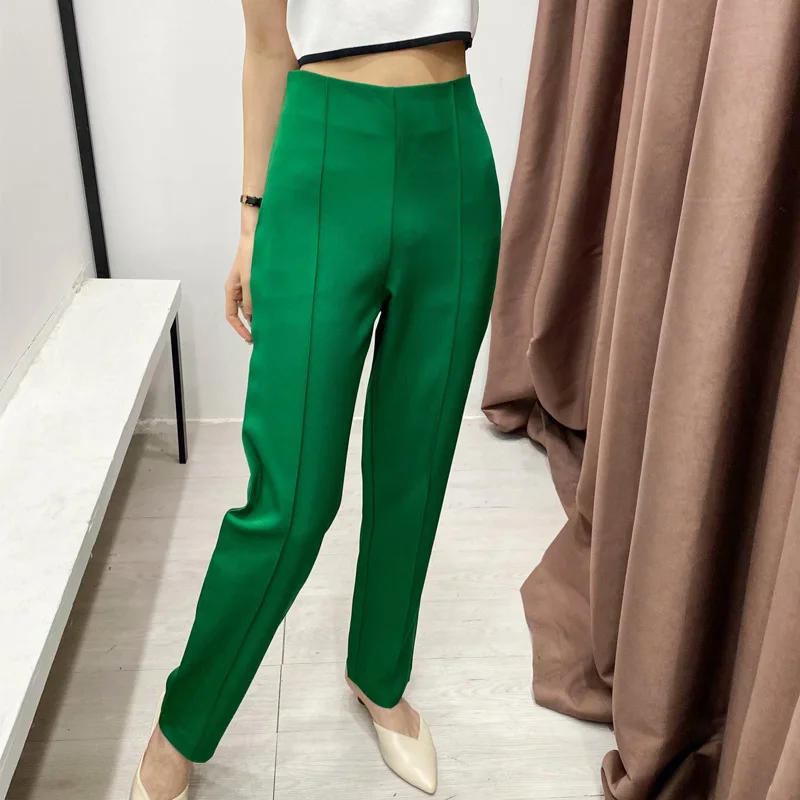 

Women Summer Casual Straight Pants 2021 Solid High waist Fashion Street Female Elegant OL Ankle-Length Pants Trousers Clothes
