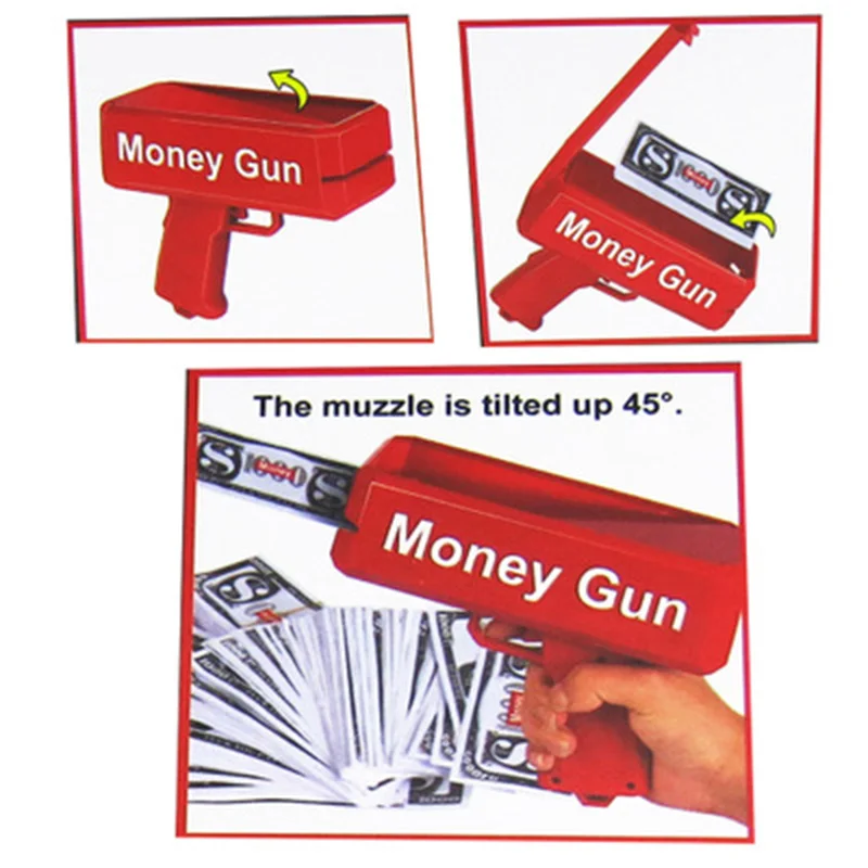 100pcs cash cannon banknote super money gun toys party game outdoor fashion gift party supply make it funny for children gift free global shipping