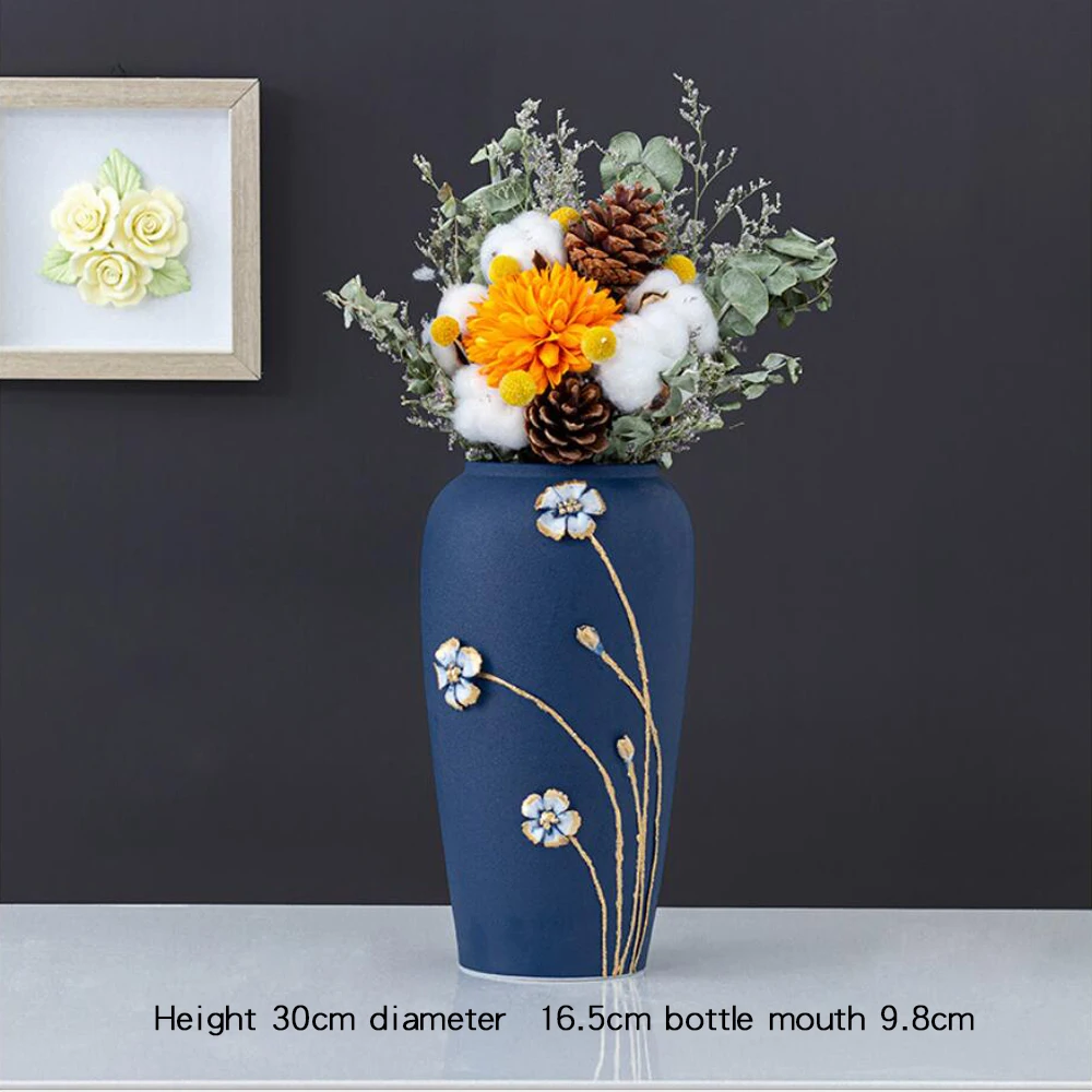 Современный Креативный керамические плитки для пола Большой ваза сухих цветов