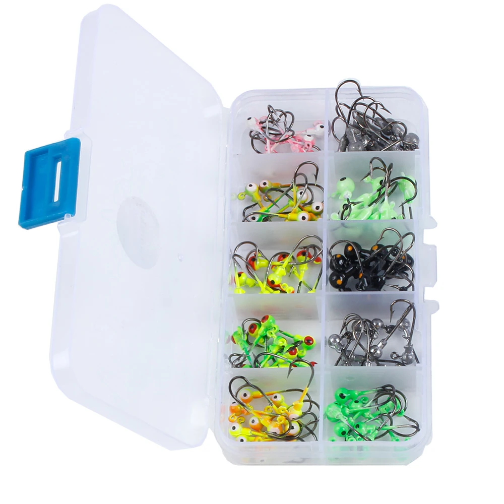

Lixada Carp Fishing Hooks 100pcs/box Multicolor Jig Head Hooks with Single Hook Sea Fishing Enquipment Tackle Box