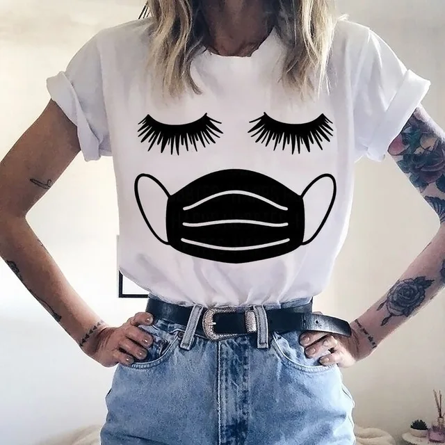 

Eyes eyelash Letter Print Women T Shirt Short Sleeve O Neck Loose Women Tshirt Ladies Tee Shirt Tops Clothes Camisetas Mujer