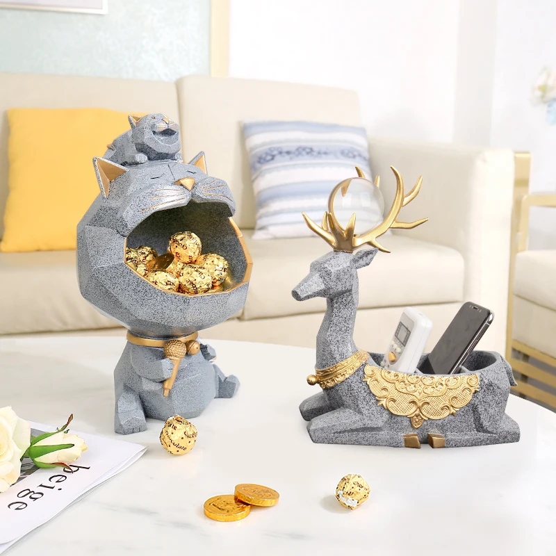 3D статуя кота скульптура украшения дома аксессуары Мода коробка для хранения декоративная фигурка для дома орнамент Свадебные украшения