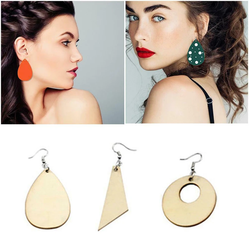 60 шт. висячие серьги деревянные подвеска с металлическим крючком кольца сделай