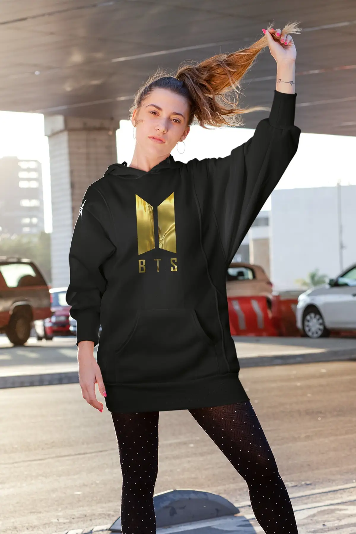 Чехол для мобильного телефона в стиле &quotBTS с капюшоном длинное платье женщин