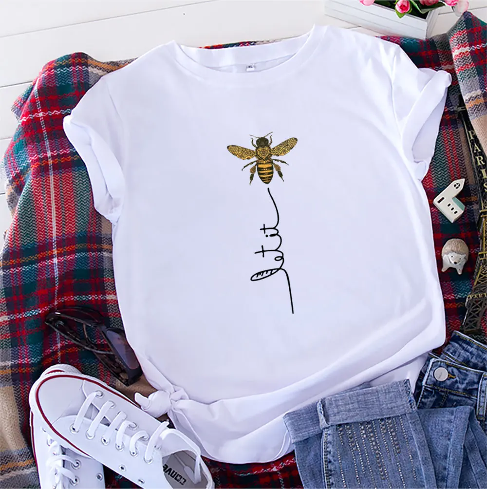 

Hillbilly Women Bee Kind T-shirt Aesthetics Graphic Short Sleeve Cotton Polyester T Shirts Female Camisetas Verano Mujer 2021