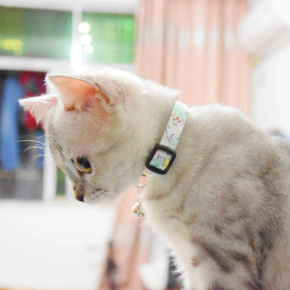 3 упаковки ошейник с колокольчиками прочный милый цветочный узор котенок