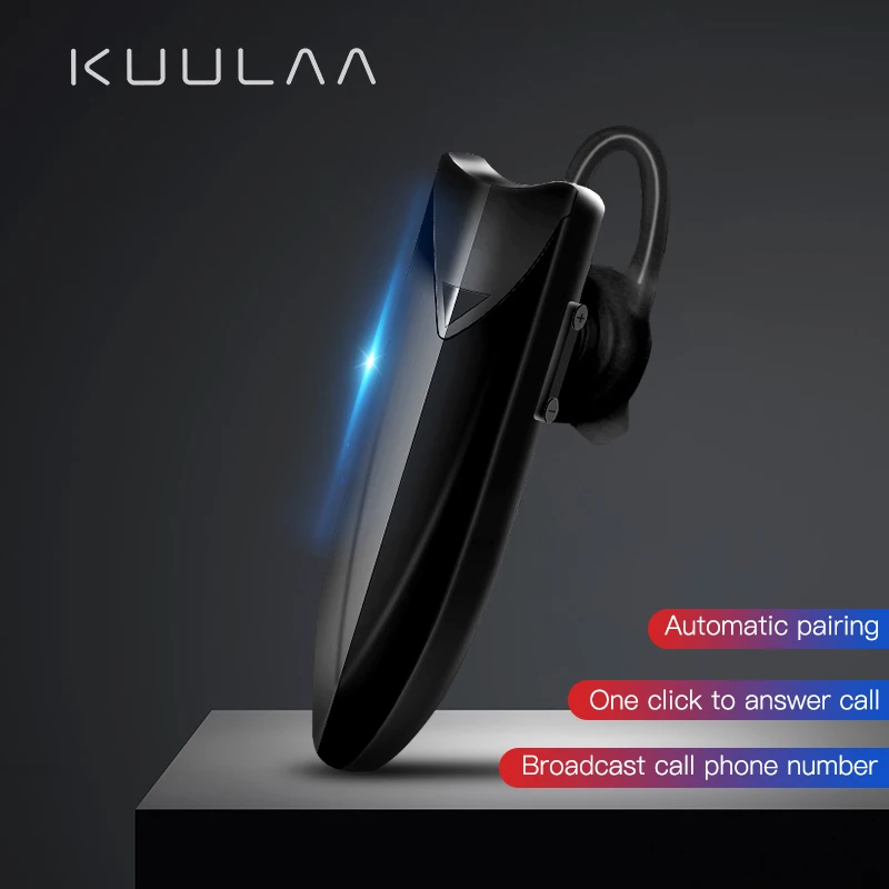 

1PC KUULAA-Earphone Bluetooth 5.0 Headset Wireless Earpiece Handsfree Stereo Bass With Mic CVC6.0+DSP Double Noise Reduction