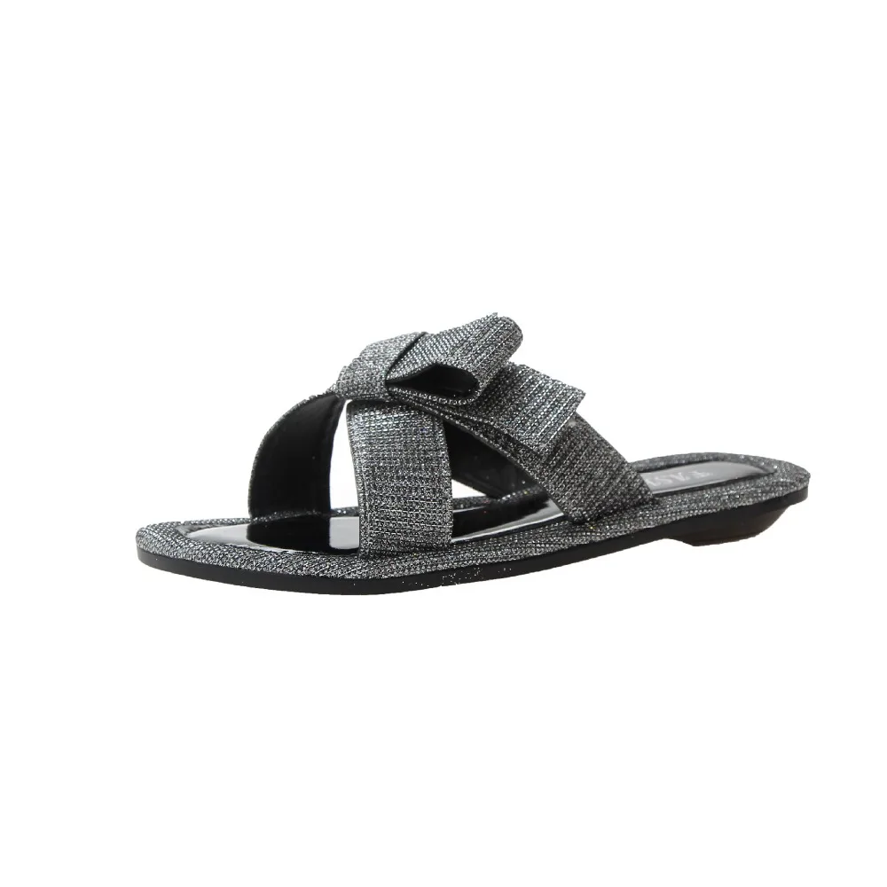 

Open toe cross bowknot slippers shoes woman bling slides crystal beach flip flops flat sandals anti-skid 2019 hot summer femme