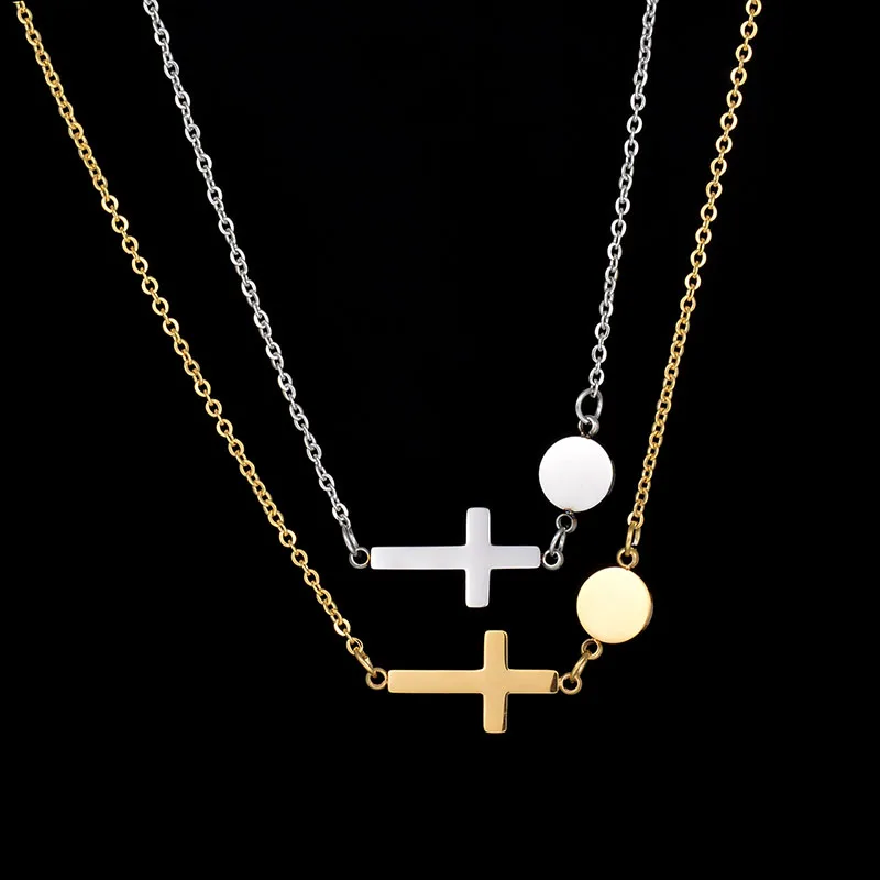 

2017 New Cross Stainlee Steel Women Pendant Necklace Never Fade Female DIY Jewelry Can Lettering Service Girlfriend Gift