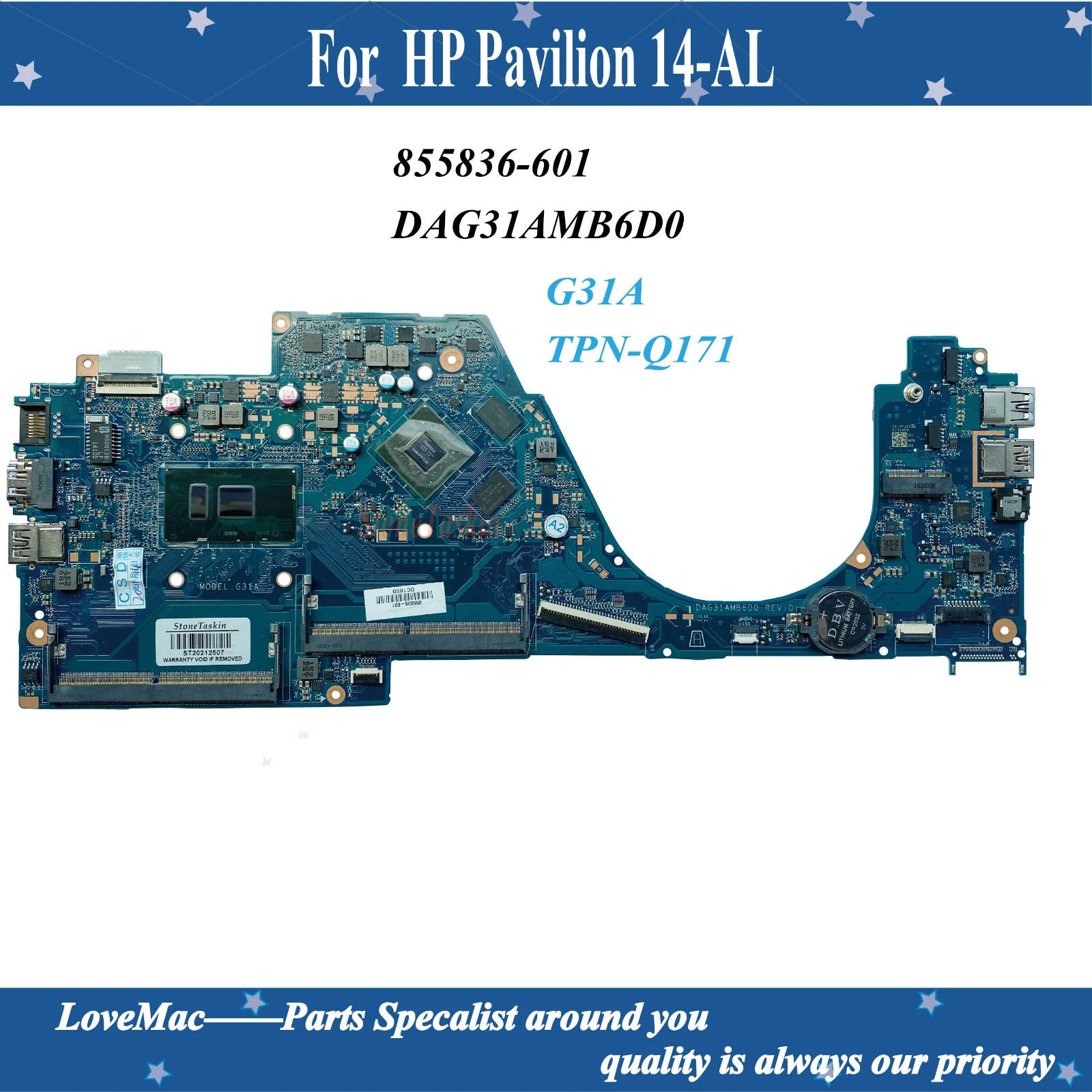 Высокое качество 855836 601 для струйного принтера HP Pavilion 14 AL серии Материнская плата