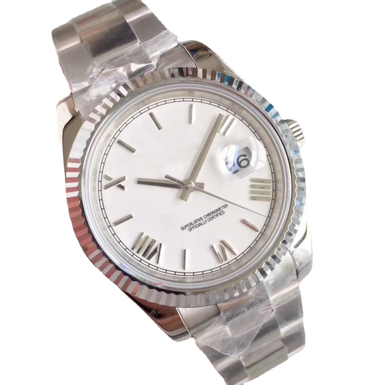 

Высококачественные мужские механические часы, автоматические черные, синие, из нержавеющей стали, белые, с римским циферблатом, сапфировое ...