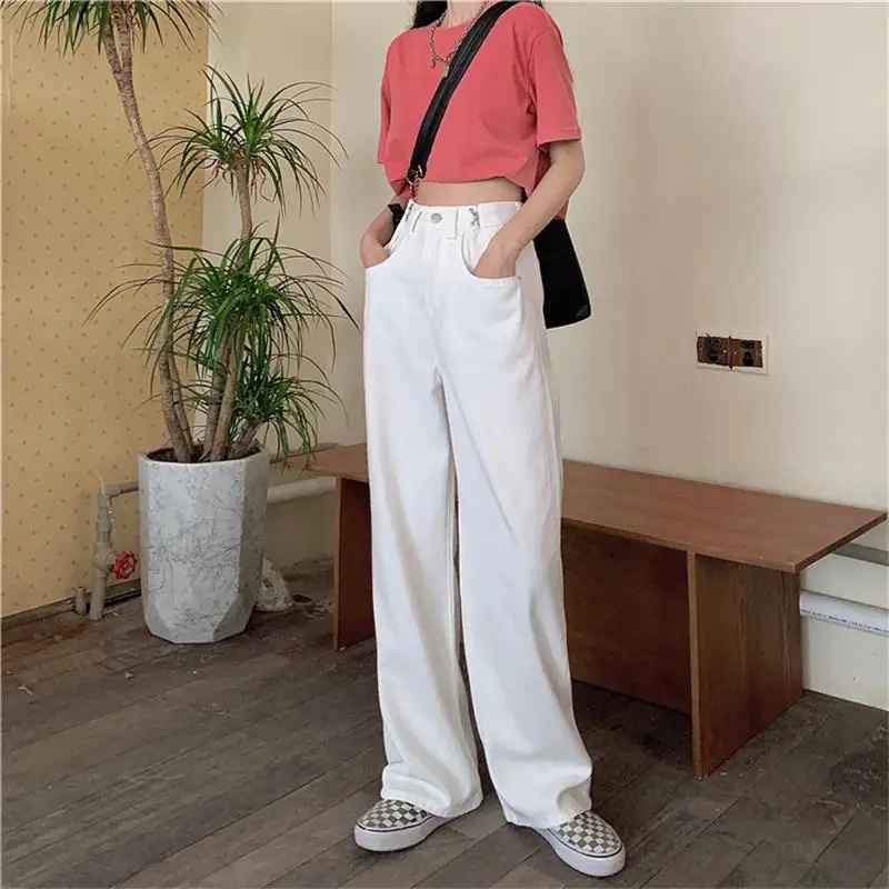 

streetwear high waist women's fashion jeans girls women wide leg pants trousers female jean denim bagge mom jeans new 2021