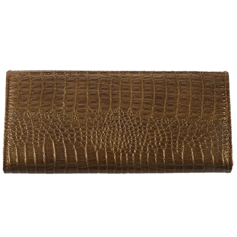 

2x Women Coin Purses Holders Patent Leather 3D Embossing Alligator Ladies Crocodile Long Clutch Wallets(Gold&Dark Blue)