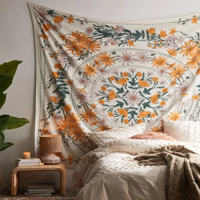 1 Pcs Bohemian Style Printed Tapestry Beautiful Floral Plant Wall Hanging Blanket Beach Towels 130*150cm/150*200cm | Дом и сад