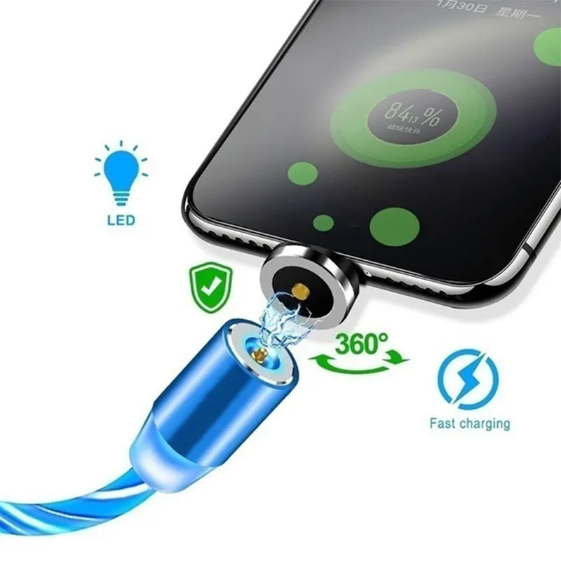 USB кабель 3 в 1 новинка зарядное устройство со светодиодной подсветкой на 360 °