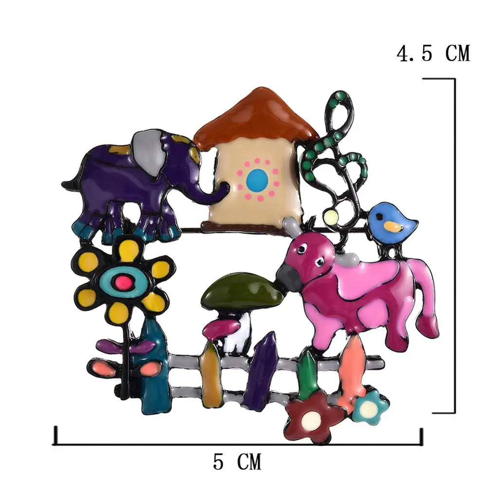 2019 Cring coco Новое поступление корова дом Цветок Птица слон любимый брошь блузка и