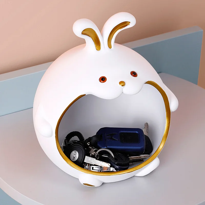 

Creative Resin Big Mouth Rabbit Storage Box Multi-Purpose Living Room Entrance Decoration Candy Storage Box Gift