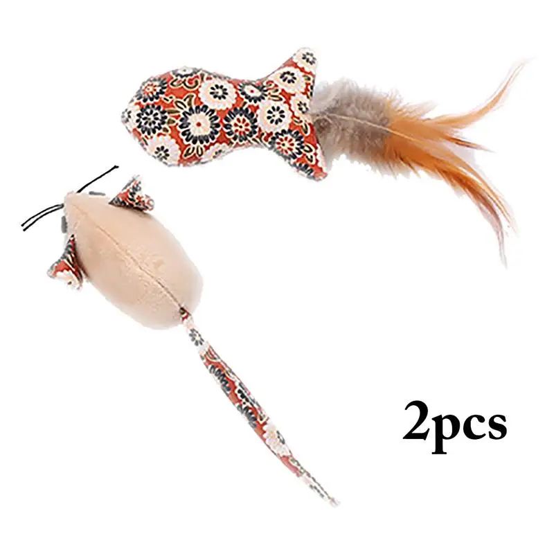 

2PCS Cat Toy Mouse Fish Shape Creative Bite Resistant Catnip Toy Cat Bite Toy