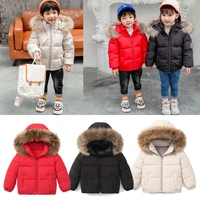 winter childrens jacket fur collar hooded coat clothing boys girls thicken down coat warm costume for 2 10 years