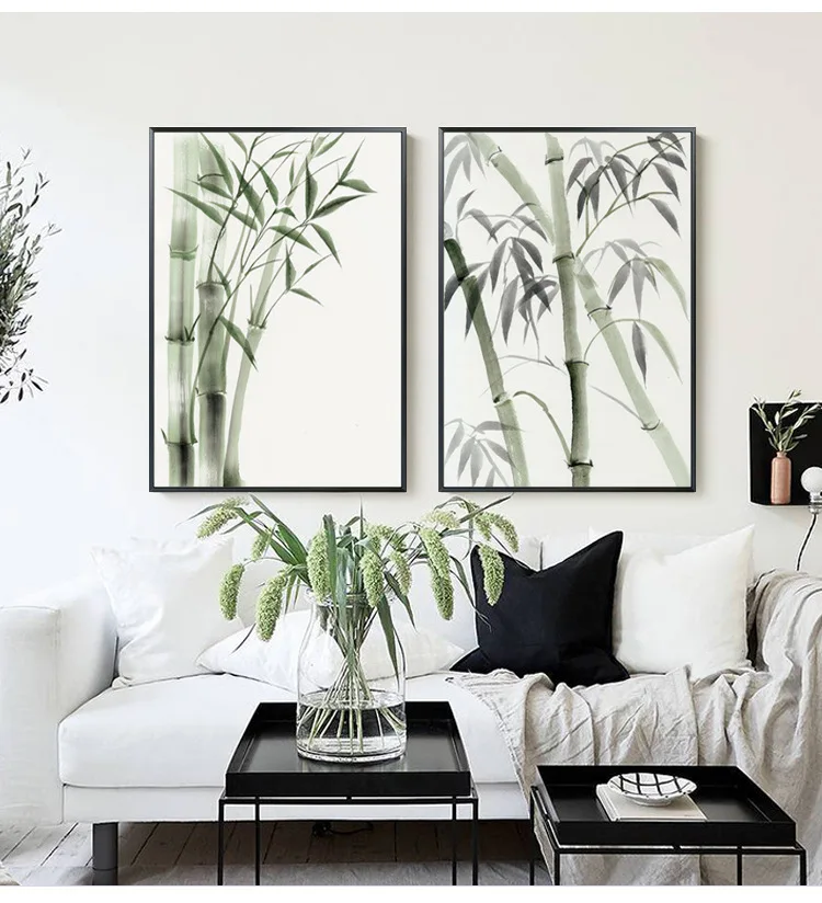 Современная простая бамбуковая Картина на холсте в китайском стиле настенные
