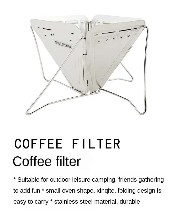 

Складная кофейная горелка из нержавеющей стали, портативная уличная горелка для кемпинга, пешего туризма, пешего туризма, фильтр, песочные ...