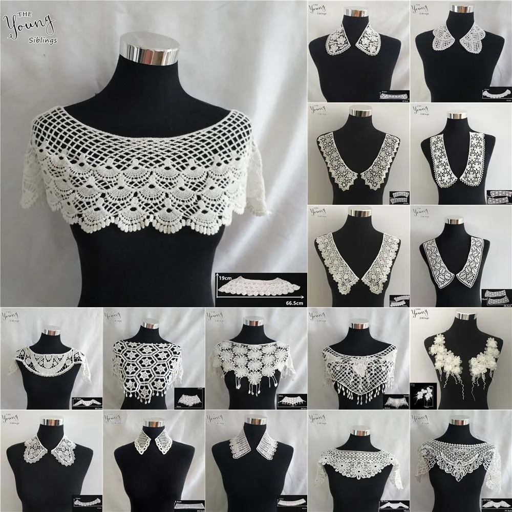 Белый кружевной воротник Венеция аппликация вышивка кружевная ткань для шитья