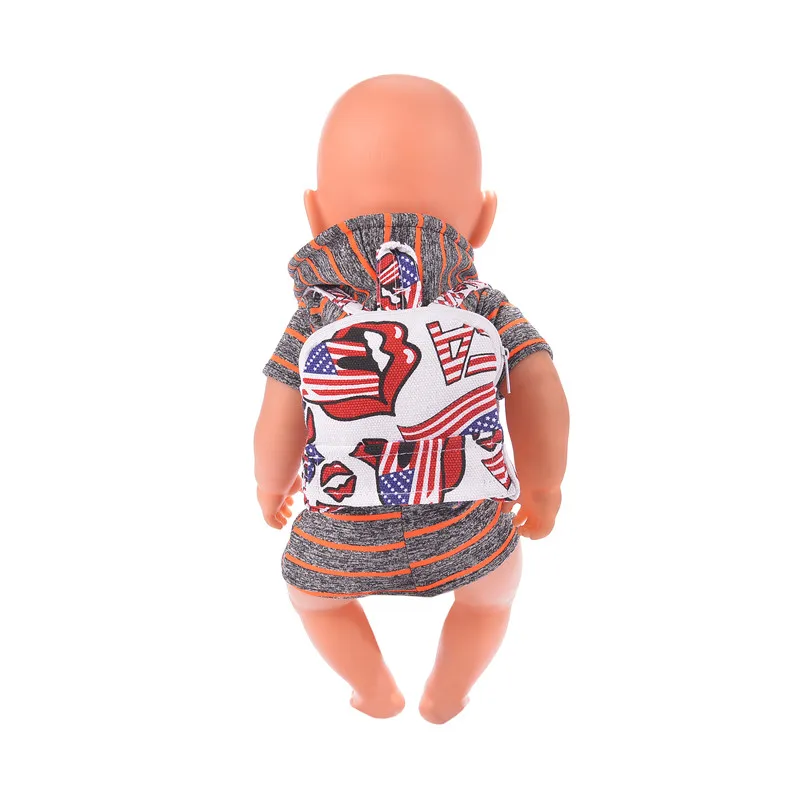 Сумка из плотной ткани в полоску рюкзак подходит 18 дюймов с капюшонами