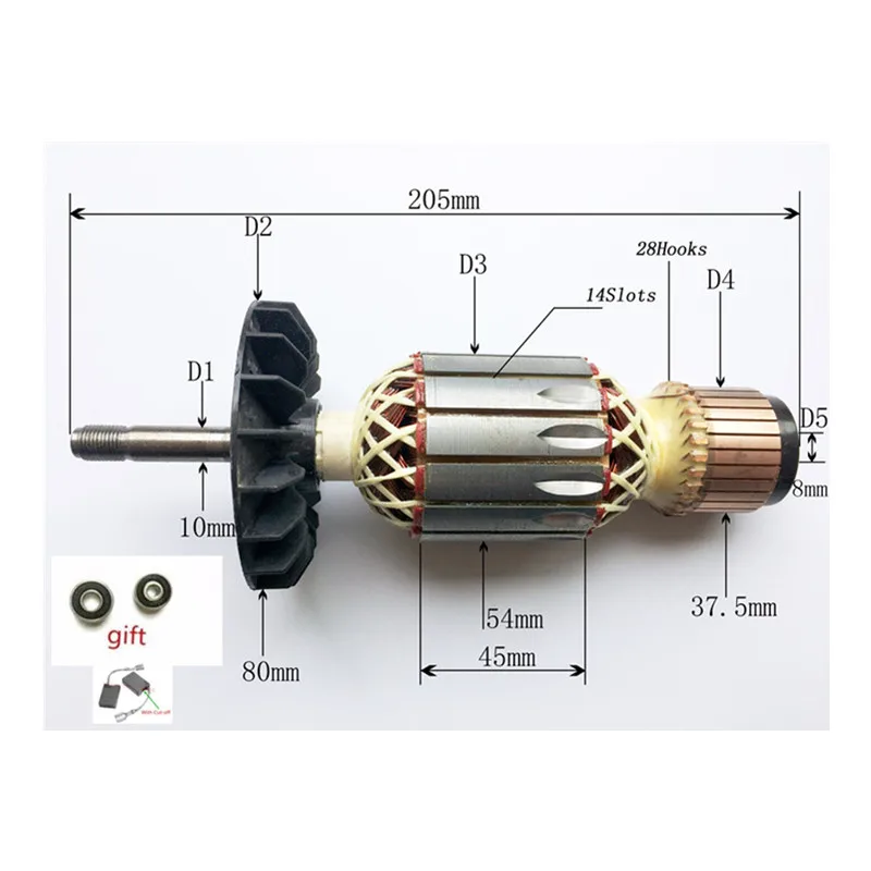 AC220-240V Rotor Armature Replace for Bosch GWS18-180 GWS19-180 GWS2000-180J GWS19-230 GWS2000-230 GWS18U GWS21U GWS20-180