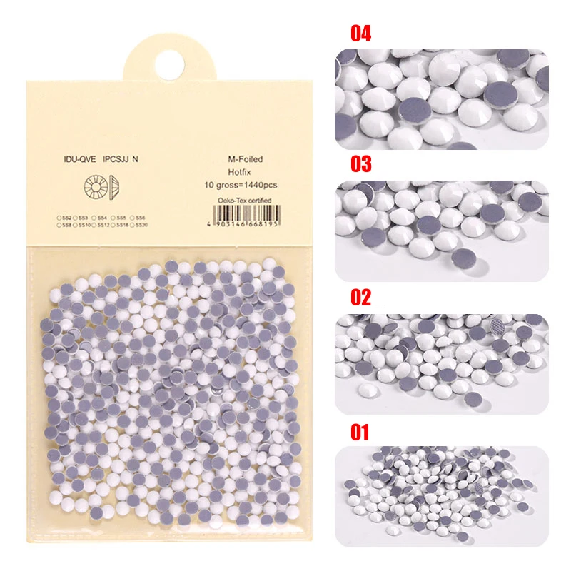 Украшение для ногтей однотонные белые стеклянные наклейки AB цветные украшения
